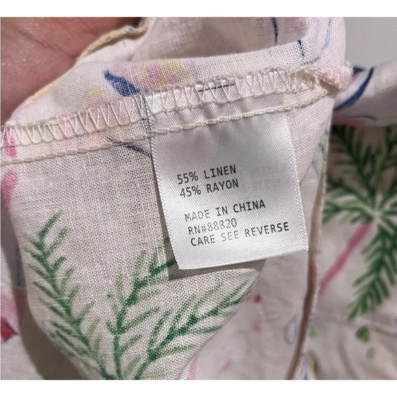 Calypso St Barth Boho Beach Resort Shirt Women’s Size M Linen Blend Summer Print - Picture 4 of 6
